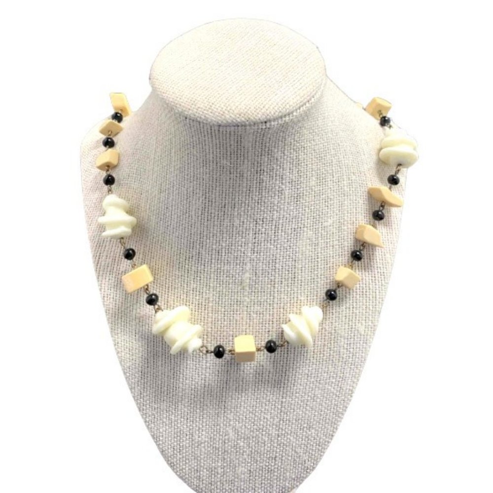 Les Bernard Necklace Glass Lucite Beads Signed Vintage